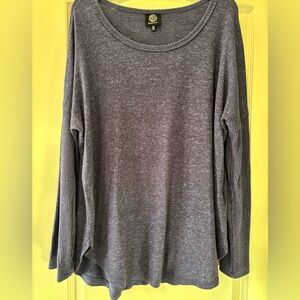 bobeau Purple Ribbed Sleeve Pullover